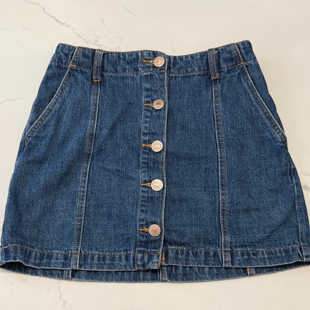 Forever 21 Blue Button-Front Mini Skirt